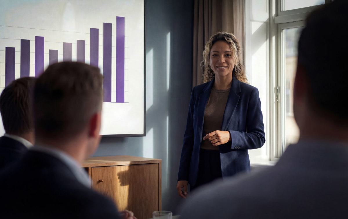 Dataanalytiker som analyserer og presenterer innsikt